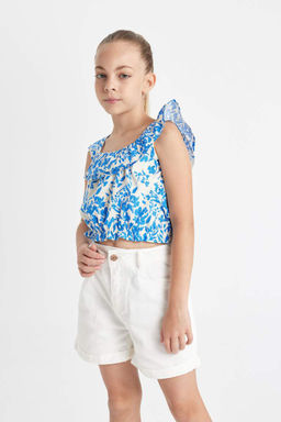 Блузка без рукавов с узором для девочки - Defacto фото 4