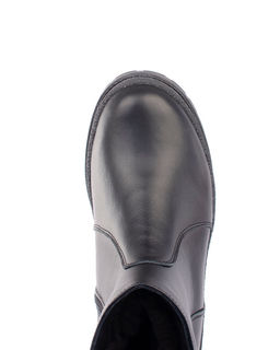 Ботинки женские на литой подошве, кожа, овчина, молния.