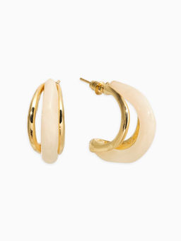 Серьги большие «Стиль. Полукольцо», акрил, белые в золоте