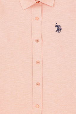 U. S. Polo Assn / Рубашка лососевого цвета с длинным рукавом для девочки - U.s. polo assn фото 3