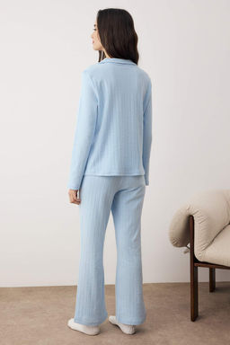 Mavi Cep Detayl? Fitilli K?sl?k Orme Pijama Tak?m? THMAW26PT00127 - Trendyolmilla фото 4