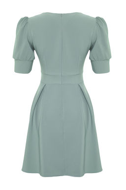 Mint Kruvaze Yaka Skater/Belden Ac?lan Mini Dokuma Elbise TWOSS20EL1639
