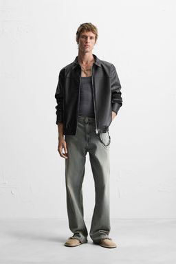LEATHER EFFECT BOMBER JACKET
