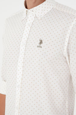 Мужская рубашка светло-хаки с длинным рукавом - U.s. polo assn фото 7