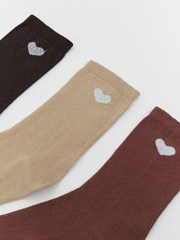 Kalp Bask?l? Kad?n Soket ?orap 5li