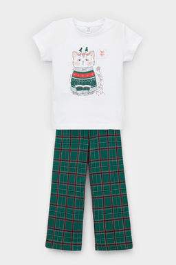 К 1640/белая лилия,шотландская клетка пижама дет - Crockid фото 2