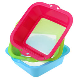 Сито пластмассовое Квадро 20х20см, h6,5см, цвета в ассортименте: салатовый, фуксия, голубой (24,2х22,3х6,5см) (Китай) - Домашняя мода фото 4