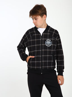 Толстовка бомбер Колледж черная клетка Ладошки  фото 6