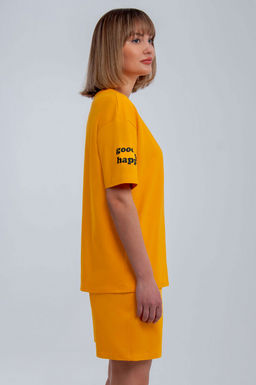 Арт. 2366 Костюм женский с шортами 42-50 (5 шт) Цвет:верх-горчичный,низ-горчичный - Калинка фото 2