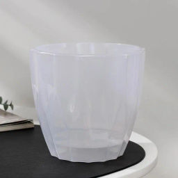 Цена за 2 шт. Кашпо для цветов пластиковое 1,9л d-16см "Флюте" со вставкой прозрачное