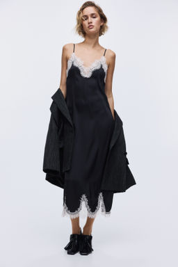 Vestido lencero con ribete de encaje - H&m фото 3