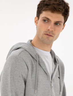 Gri Melanj Regular Fit Pamuk Kar___ml_ Tam Fermuarl_ Sweatshirt - Cacharel фото 2