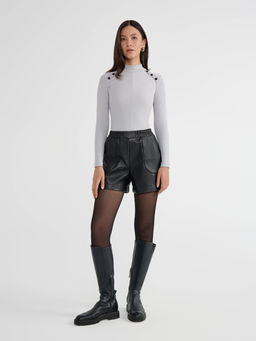 CONTE Шорты из экокожи с накладными карманами LS 2849 black - Conte elegant фото 8