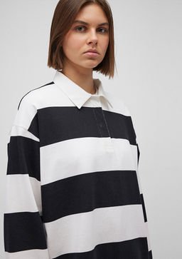 Siyah Cizgili Polo Tisort - Mavi фото 5