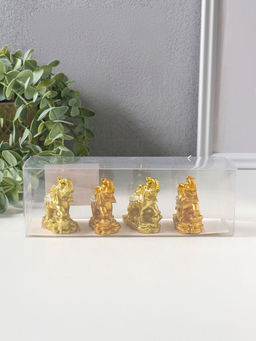 Набор фигурок 4 шт. «Слон на монетах и слитках», полистоун под золото, 2.5×5×5 см