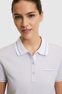 Kad_n Lila Polo Yaka Basic Ti__rt