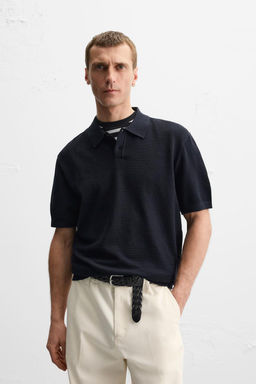 TEXTURED PIQUE KNIT POLO SHIRT - Zara фото 2