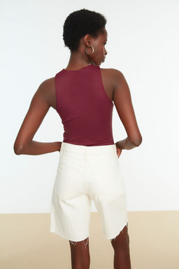 Bordo Halter Yaka Vucuda Oturan Esnek Alttan C?tc?tl? Orme Body TWOSS20BD0044