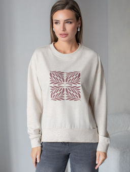 D49.137 Джемпер женский бежевый меланж_листья