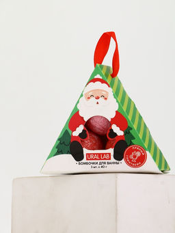 Бомбочки для ванны Санта, набор 3 шт х 40 г, пряный глинтвейн, URAL LAB