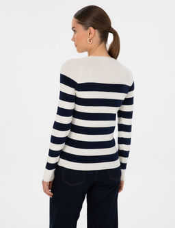 Ekru Slim Fit D__me Detayl_ Kazak