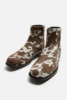 ANIMAL PRINT LEATHER BOOTS - Zara фото 5