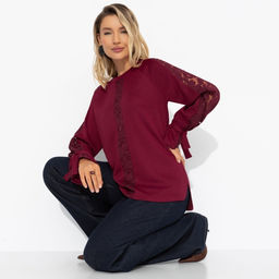 Свитшот комбинированный с кружевом, Приз зрительских симпатий (бордовый) - Charutti фото 2