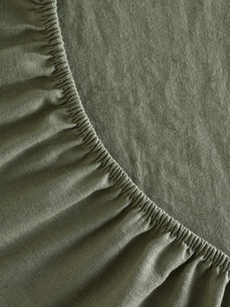 Простыня на резинке SL Home Linen collection 200*200+30 см , цв.зелёный, лён30%/хлопок70%