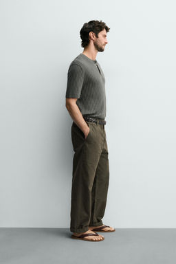 CAMISETA PUNTO CANAL? CUELLO PANADERO / Khaki - Zara фото 5