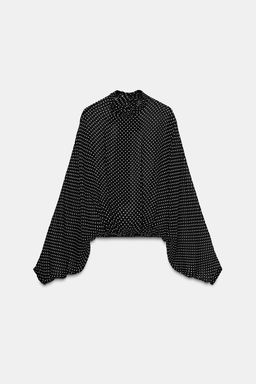 ZW COLLECTION POLKA DOT BLOUSE WITH TIES - Zara фото 7