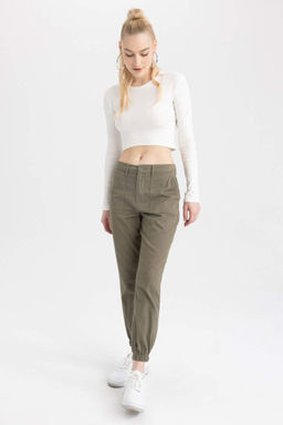 Брюки Jogger стандартной посадки из габардина длиной до щиколотки, 100% хлопок - Defacto фото 3