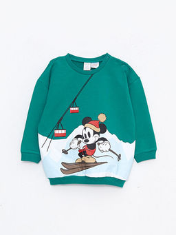 Bisiklet Yaka Uzun Kollu Mickey Mouse Bask?l? Erkek Bebek Sweatshirt ve Pantolon 2li Tak?m - Waikiki фото 2
