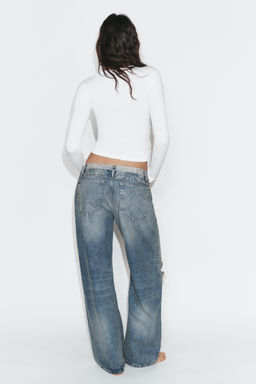 RELAXED OVERSIZE HIGH-WAIST RHINESTONE JEANS - Zara фото 12