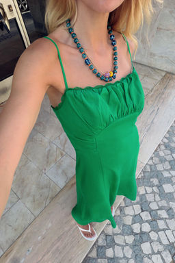 VESTIDO MIDI TIRANTES CON LINO / Verde - Zara фото 3