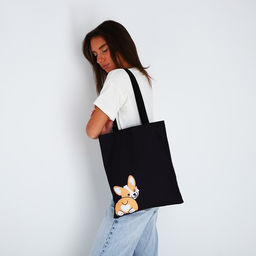 Сумка шопер «Корги», чёрный