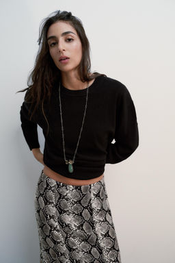 ANIMAL PRINT SATIN MIDI SKIRT - Zara фото 2