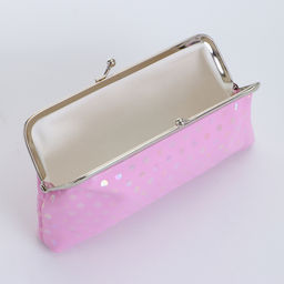 Косметичка женская на фермуаре, маленькая, с принтом Перламутровый горох, розовый - Simaland фото 3