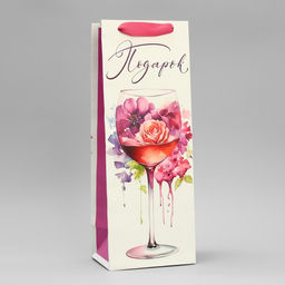 Пакет под бутылку Бокал, 36 х 13 х 10 см - Дарите счастье фото 2