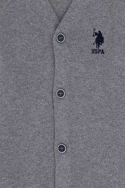 Серый меланжевый трикотажный кардиган для мальчика Неожиданная скидка в корзине - U.s. polo assn фото 2