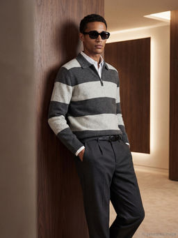 Polo Yaka Y?n Kar???ml? Erkek Triko Kazak