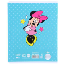 Цена за 10 шт. Тетрадь 12 листов, 5 видов МИКС, мелованная бумага, клетка, Минни Маус