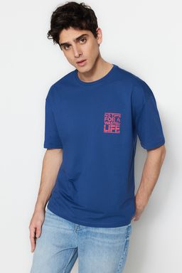 TRENDYOL MAN Gri Oversize/Genis Kesim Bisiklet Yaka Yaz? Bask?l? %100 Pamuklu T-Shirt TMNSS21TS1685 - Trendyolmilla фото 12