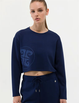 Lacivert Crop Top Sweatshirt - Pierre cardin фото 2