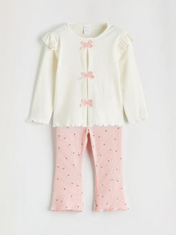 Fiyonklu K?z Bebek Bluz ve Tayt Pantolon
