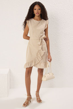 TRENDYOLMILLA Fusya Cizgili A Kesim Kusakl? Mini Dokuma Elbise TWOSS21EL1290 фото 5