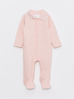 Bebe Yaka Uzun Kollu Desenli K?z Bebek Tulum