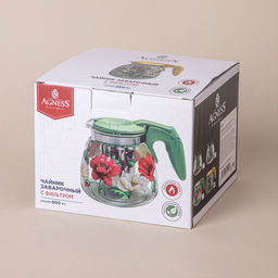 Чайник заварочный 900 мл AGNESS с фильтром "Васильки" арт. 885-111