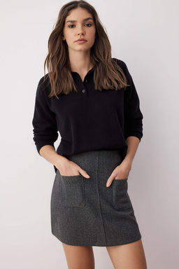 Antrasit Kase Can Kesim Orme Mini Etek TWOAW26ET00035 - Trendyolmilla фото 2
