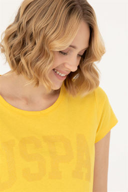 Женская желтая базовая футболка - U.s. polo assn фото 2