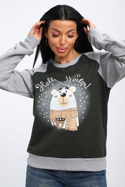 Лонгслив женский из футера Гамми хаки